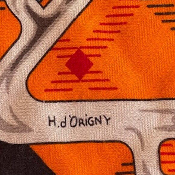 AUTHENTIC HERMES Sellier Henri D'Origny Shawl Wrap Orange Cashmere Silk … - Picture 8 of 16